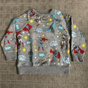 Gray Superhero Graphic Sweatshirt